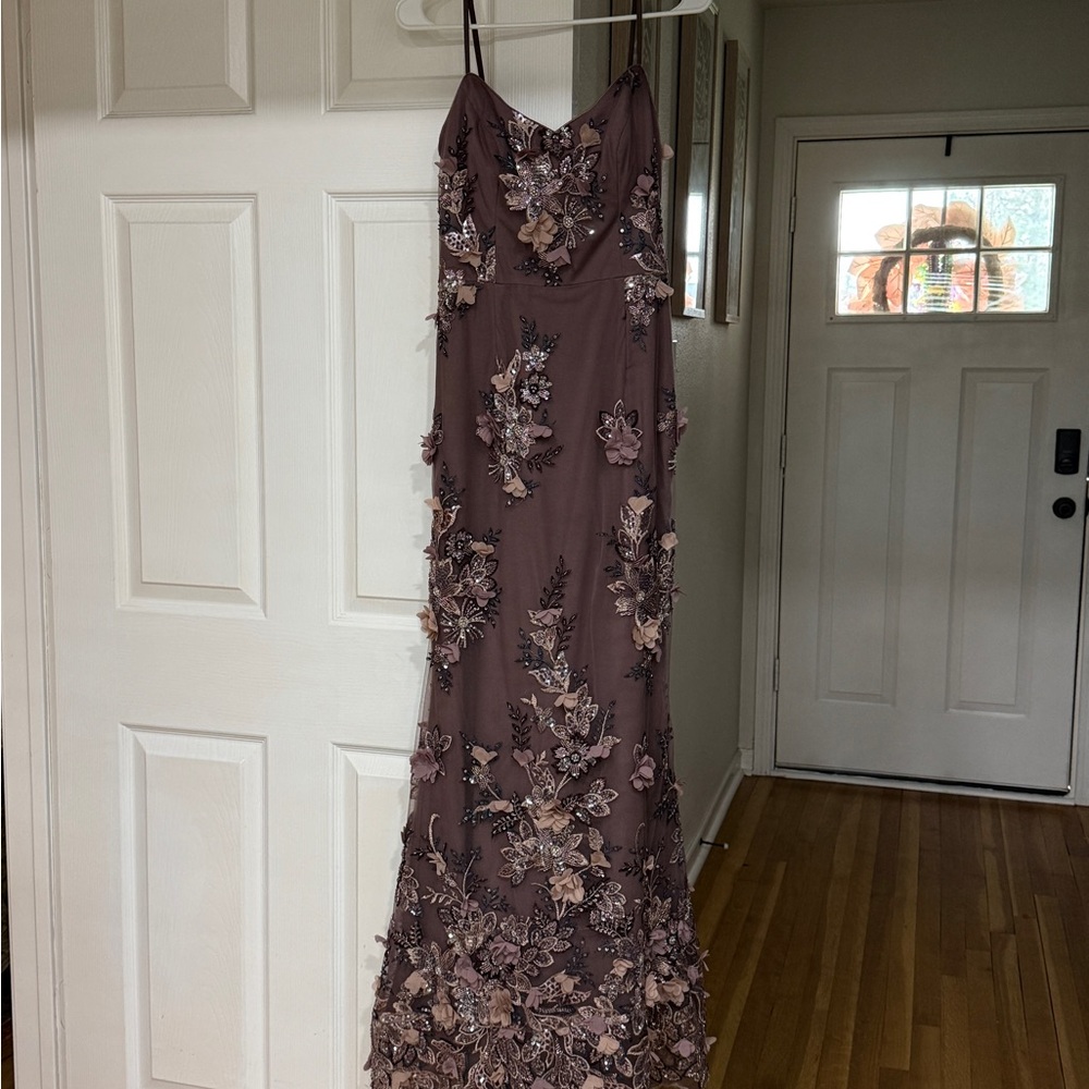 Giovanna Beaded Floral Appliqué Mermaid Gown by Dress the Population